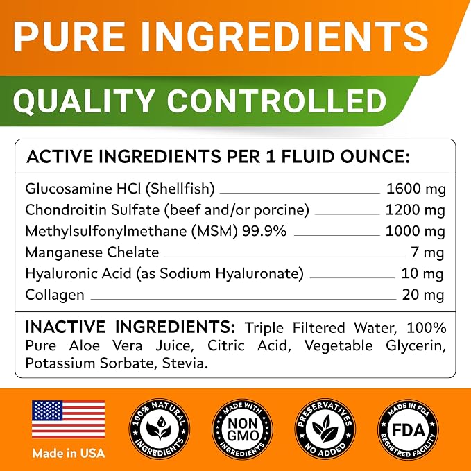 STRELLALAB Liquid Glucosamine for Dogs w/Collagen (16 OZ) - All-Natural Hip & Joint Supplement, Glucosamine Chondroitin for Dogs, MSM & Collagen Mobility, Joint Pain Relief for Small & Large