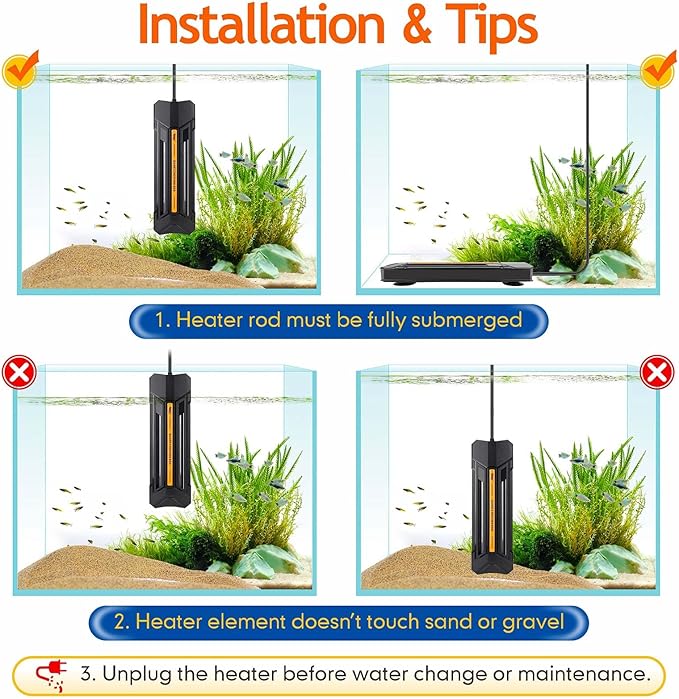 hygger 1200W Aquarium Heater with Controller, Adjustable & Submersible Fish Tank Heater with Digital Display Safety Triple Protection Beeping Alarm for Saltwater and Freshwater 160-280 Gallon