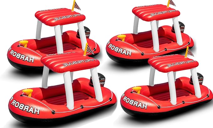 Police Boat Inflatable Pool Floats Kids, Toddler Harbor Master Police Patrol Inflatable Boat Pool Float Ride On, Fun Water Toy Squirter Pool Toy, Police & Fire Rescue Theme Pool Raft for Boys, Girl
