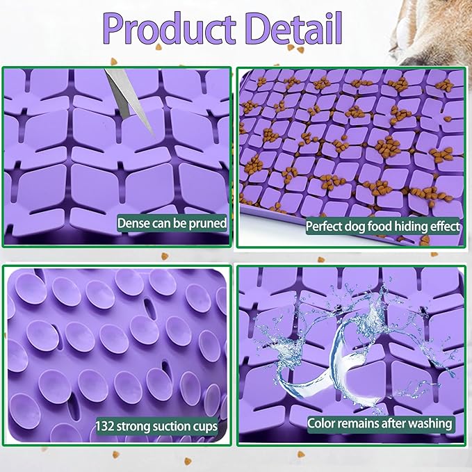 Silicone Snuffle Mat for Dog,Slow Feeder Lick Mat with Suction Cups for Slow Eating&Femont Silicone Snuffle Mat for Large Dogs