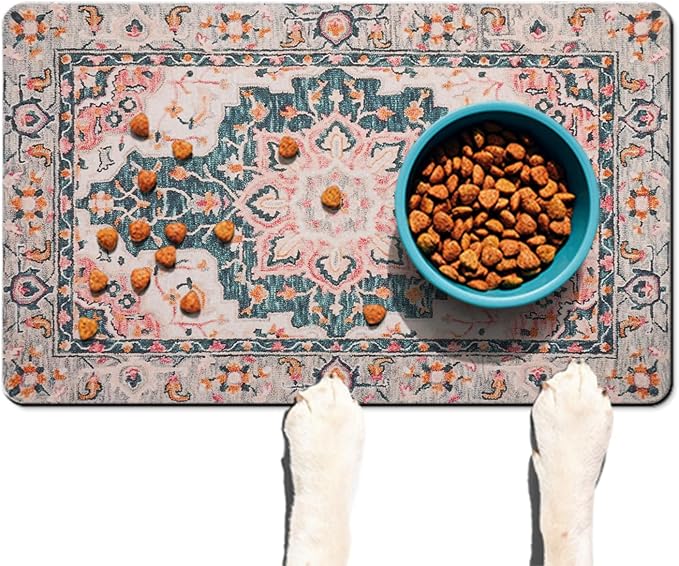 Dog Food Mat for Floors Waterproof Quick Dry Pet Placemat Cat Feeding Bowls Mats for Food and Water, Eco-Friendly Dog Accessories Diatomite Pets Supplies 16" X 24"