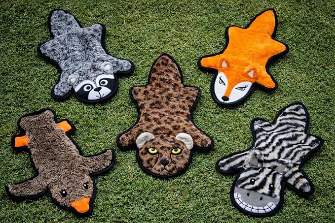 Jalousie 5 Pack Ultra Tough No Stuffing Squeaky Dog Toys for Large Dogs No Mess Interactive Durable Plush Chew Toy Indestructible Dog 6 Layers (5 Pack Strong Plushy Animal Pattern, Large to XLarge)