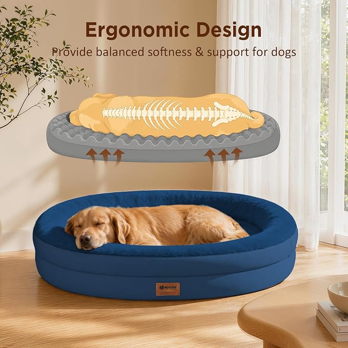 Orthopedic Dog Bed for Medium Dogs, Waterproof Dog Bed with Removable Bolsters, Egg Crate Foam Pet Couch for Medium Size Dog with Machine Washable Cover & Non-Slip Bottom, Navy