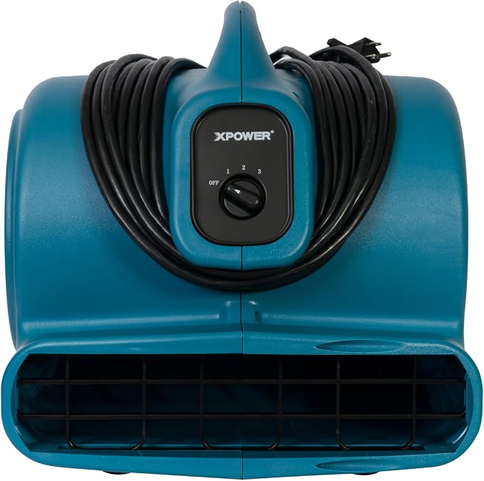 XPOWER X-600A Pro 1/3 HP 2400 CFM Centrifugal Air Mover, Carpet Dryer, Floor Fan, Blower, Daisy Chain, for Water Damage Restoration, Janitorial, Plumbing, Home Use