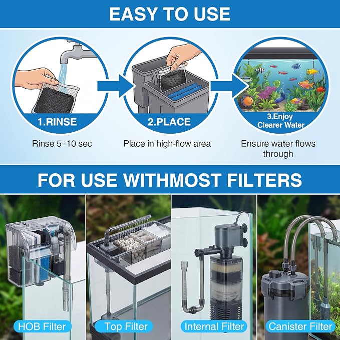 11 oz Bulk (2 Pack) Aquarium Filtration Media, Extruded Carbon & Ion Exchange Resin in Nylon Bags, Treats 75-100 Gallons Per Bag, Removes Phosphates & Metals for Reef, Jellyfish & High pH Aquariums