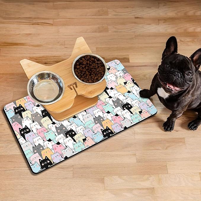Pet Feeding Mat for Floors Cat Food Mat Waterproof Dog Food Mat and Water Absorbent Quick Dry Non Slip Mat for Cat Bowls