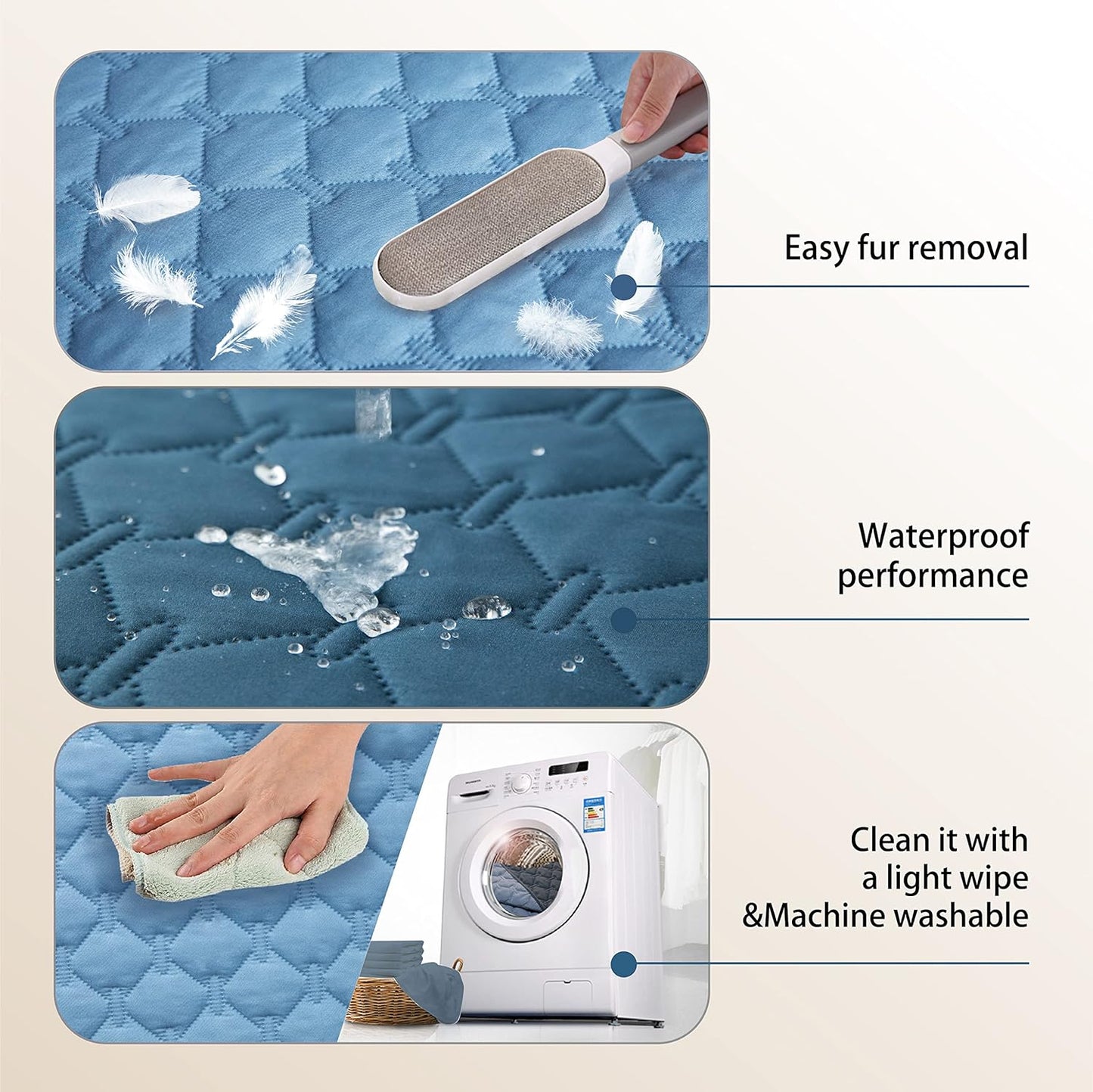 gogobunny 100% Double-Sided Waterproof Dog Bed Cover Pet Blanket Sofa Couch Furniture Protector for Puppy Large Dog Cat, Reversible (68x82 Inch (Pack of 1), Dark Blue/Light Blue)