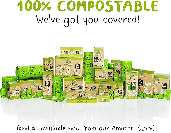 PLANET POOP Home Compostable Dog Poop Bags for Small Pets, 60 Mini Size Dog Waste Bags with Handles, Un-Scented Leakproof Doggy or Cat Bag, Plant Based Pet Supplies