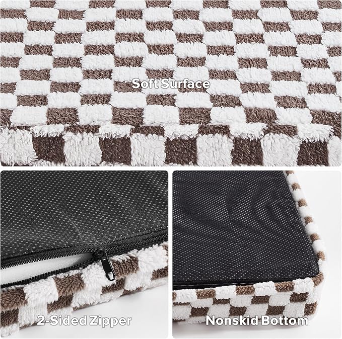 JOEJOY Dog Bed for Medium Dogs, Large Orthopedic Dog Bed with Removable Washable Cover, Cute Modern Plush & Memory Egg Crate Foam Dog Bed, 30 x 20 inch, Cofffee