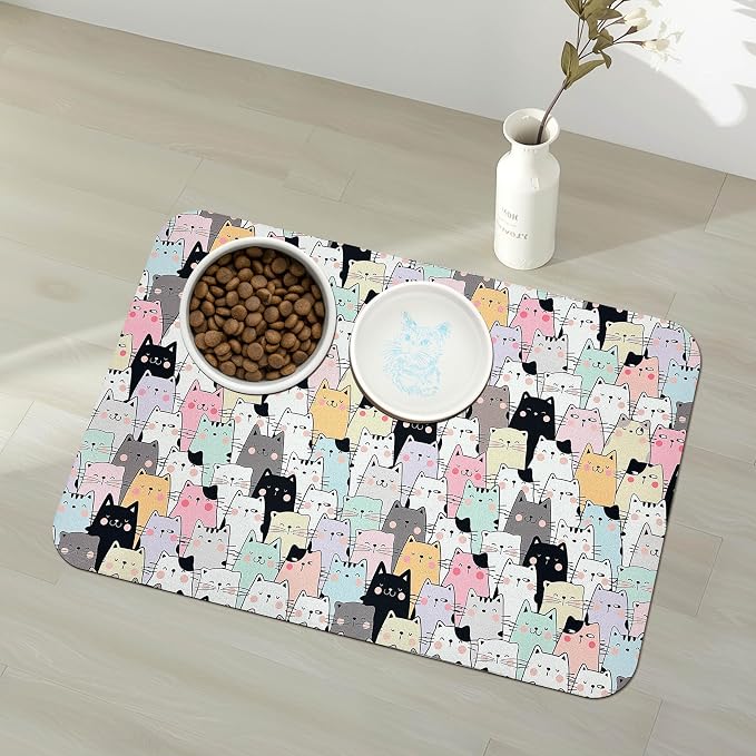 Pet Feeding Mat for Floors Waterproof Dog Mat for Food and Water Absorbent Quick Dry Non Slip mat for Cat Bowls