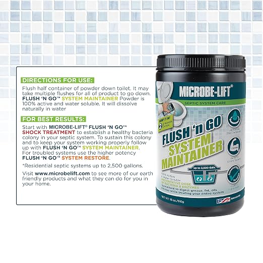 MICROBE-LIFT Septic Tank System Maintainer - 6 Month Supply - Digests Grease, Fats, Oils, and Tissues in Septic Tanks Up to 2,500 Gallons, 18oz