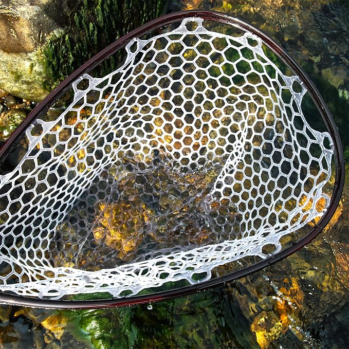 SF Fly Fishing Landing Net Soft Rubber Mesh Trout Net Catch and Release Net