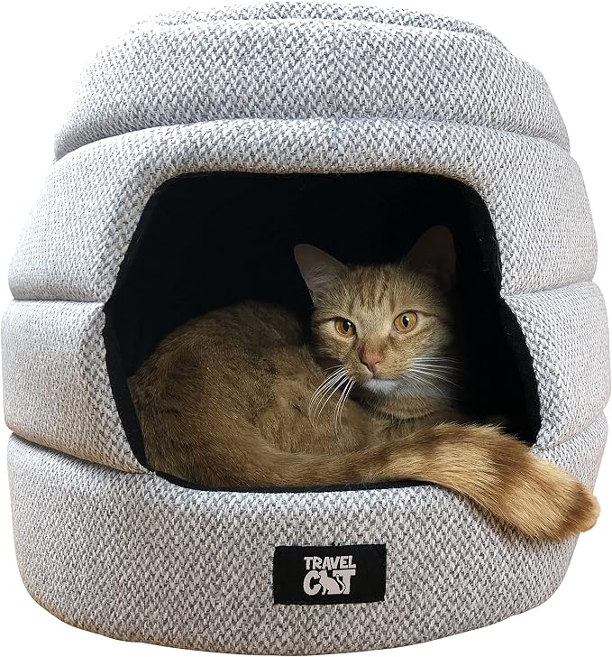 Fat Cat Backpack Carrier & Meowbile Cat House Set - Airline Approved Cat Carrier with Space Capsule Window & Cozy, Collapsible Hideaway Cat Bed for Travel and Home Use