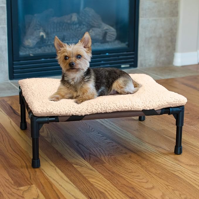 K&H Pet Products Original Elevated Pet Cot Tan with Microfleece Pad