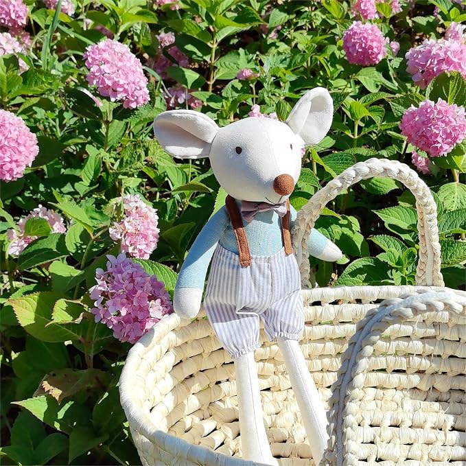 Prince Mouse Stuffed Animals,15.7" Tall Rat Plushies with Backpack Pants,Cute Stuffed Animal for Girls As Birthday, Easter