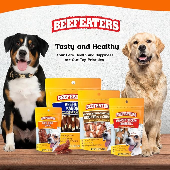 Beefeaters Duck Jerky Strips for Dogs 3oz (Pack of 6), Oven-Baked High Protein Dog Treats Duck Jerky - Low Fat Grain-Free Dog Snacks - No Corn, Wheat or Soy - Chewy Jerky Treats for Training & Rewards