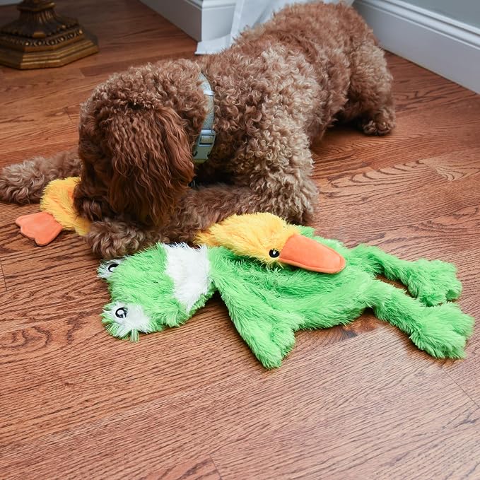 FGA MARKETPLACE Frog-Grey Rabbit-Duck Flat NO Stuffing NO Squeak Plush Dog Toy, Funny Style Will Entertain Your Pet for Hours, Recommended for Small and Medium Dog 21 INCH Long