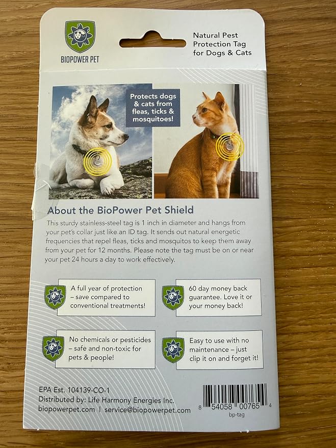 Shield Tag - Natural Flea & Tick Repellent Collar Tag for Dogs & Cats - Waterproof, Lasts 12 Months - Stainless Steel Pendant - Small/Regular Tag Bundle (1 Pack)