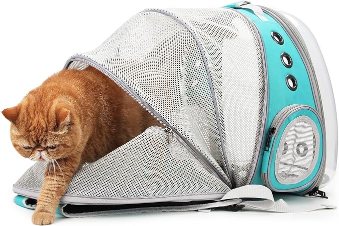 Lollimeow Cat Carrier Backpack, Expandable Bubble Pet Carrier for Cats and Small Dogs, Airline Approved Travel Backpack for Hiking, Walking & Outdoor Adventures - Supports up to 14 lbs