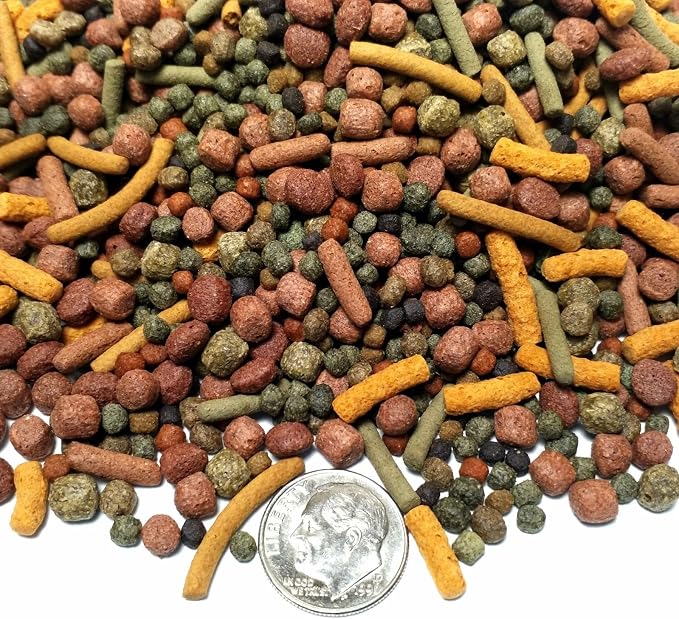 Gourmet Blend 14-Type Blend of Arowana, Pacu, Large Cichlid, Large Fish, Koi & Pond Fish, Large Fish Blend. GB-450-2-lbs