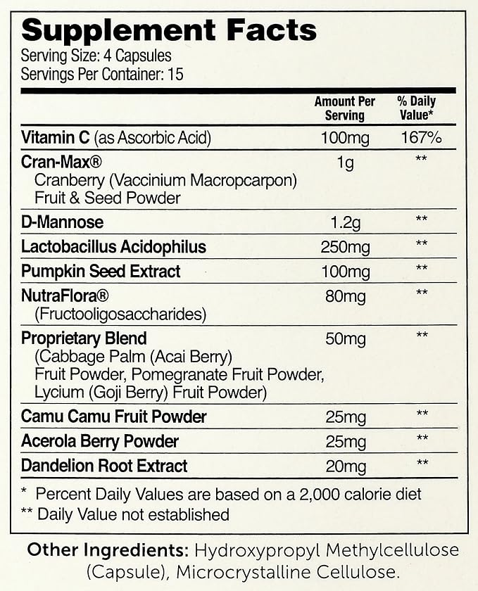 Zahler Revolution - Complete Womens Urinary Tract Health Formula with Probiotics - UTI Pills - 1200mg D-Mannose and Cranberry Supplement - Urinary Tract Infection Support for Women (60 Capsules)