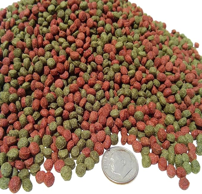 4mm - 3/16" Green Gro & Color Red Enhancing Floating Pellets for Medium Tropical Fish, All Koi and Pond Fish...10-lbs