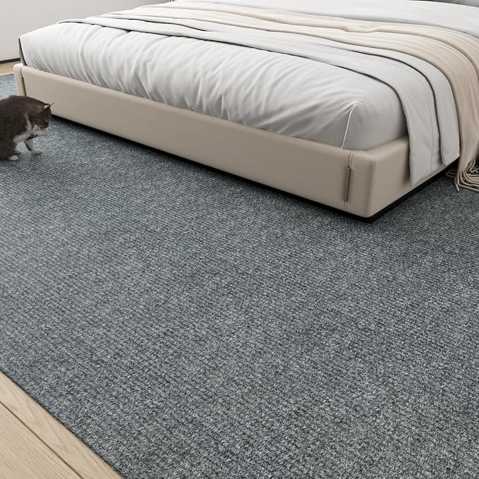 LaCheery 24"x79" Couch Cat Scratch Protector Couch Scratch Protector from Cats Corner Protectors for Furniture Self Adhesive Cat Scratching Post Replacement Light Grey Large Carpet Mat Roll Trimmable