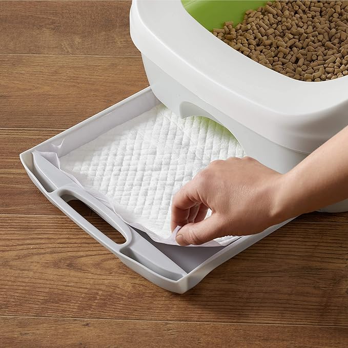 Amazon Basics Cat Litter Pee Pads, Odor Control with Fresh Scent, Super Absorbent, Disposable, Universal Fit Litter Box, Purple and White, 40 Count
