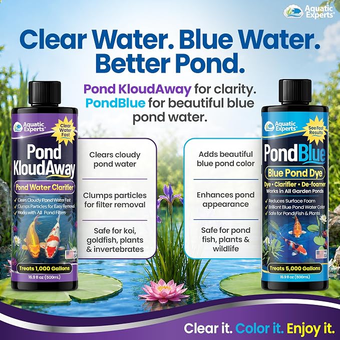 Pond KloudAway Pond Water Clarifier – Clears Cloudy Pond Water, Clumps Particles for Easy Removal, 500 mL, Aquatic Experts