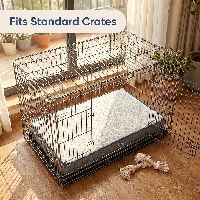 EMPSIGN Reversible Dog Bed Mat, Washable Pet Bed for Large Medium Small Dogs, Kennel Pad with Removable Cover, Bed Mattress for Crate Kennel, All Season Dual-Sided Plush & Canvas Pet Bed