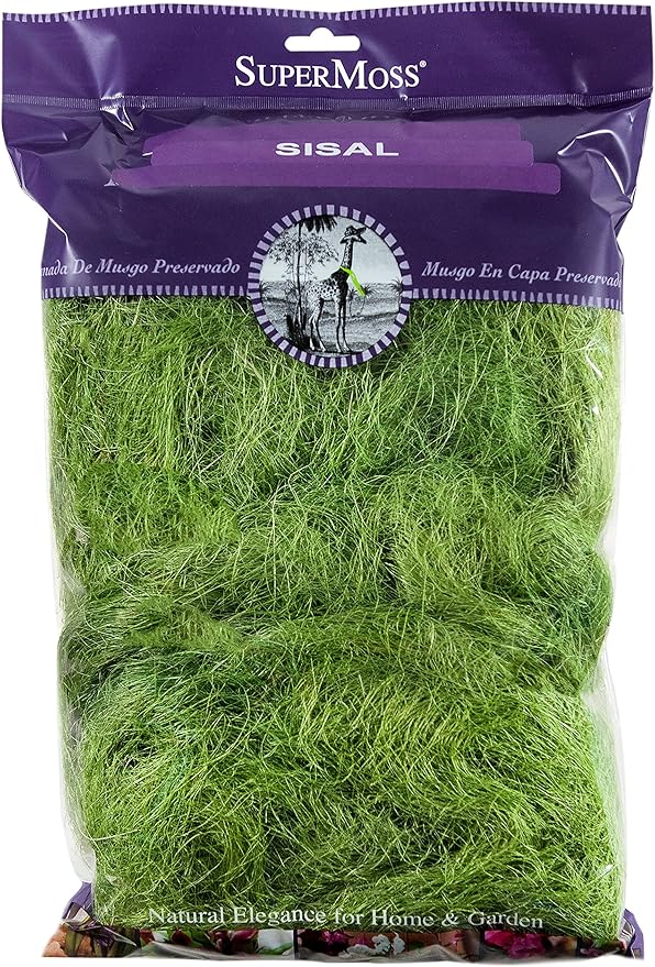 SuperMoss (29975) Natural Sisal Fiber Strands | Decorative Basket Filler, Gift Box Shred, Craft Twine & Vase Decor | Perfect for Cat Toys, Indoor Plants, and Floral Arrangements, 200 cu in, Basil