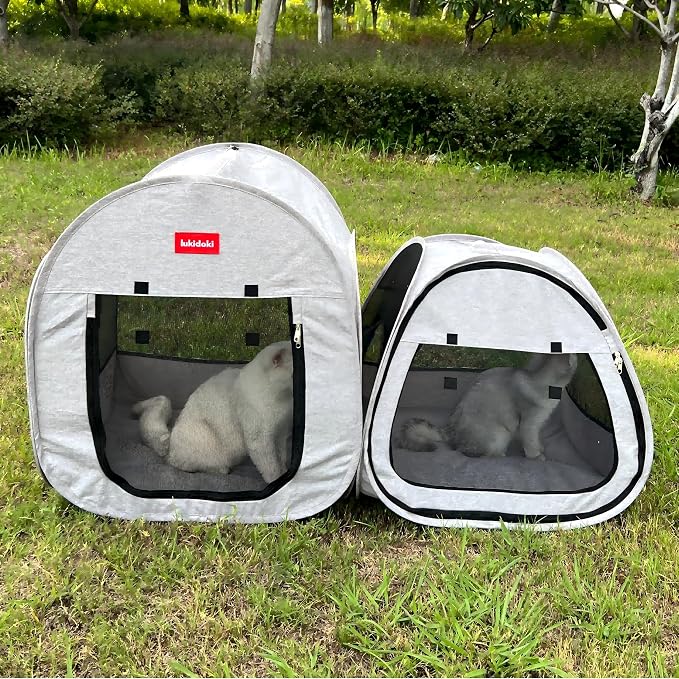 Portable Cat Playpen 2-Room, 2-in-1 Pop-up Cat Dog Crate Play Enclosure with Separate Areas, Foldable Pet Playpen for Puppy Kitten and Small Animals Indoor Outdoor Travel