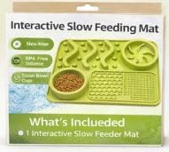 Silicone Dog Feeding Mat – Spill Proof & Non Slip Pet Food Mat with Slow Feeder & Lick Pad – Bowl Holder for Messy Eaters, Waterproof, Dishwasher Safe Dog & Cat Bowl Mat (12 x 8 Inch, Green)