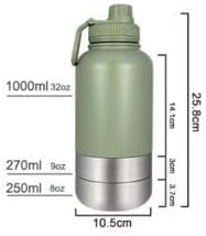 Happy Tracks 32oz Insulated Dog Travel Water Bottle & Feeder – 3-in-1 Stainless Steel Pet Kit with Detachable Food & Water Bowls – Leak-Proof, Keeps Water Cold Up to 12 Hours – SG