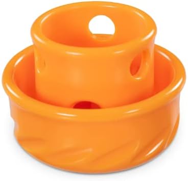 Messy Mutts Totally Pooched Puzzle 'n Play Mushroom | Stuffable Treat Toy for Dogs |Durable TPR | 3.25”” x 2.5” (Small) Dog Toy | Orange