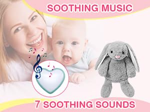 Baby Soother Cry Activated Sensor Toys,Heartbeat Bunny for Babies,Plush Stuffed Animal for Newborn Infants,Toy Vibrating with Mom’s Heartbeat,Baby Shower Gifts for Girls and Boys