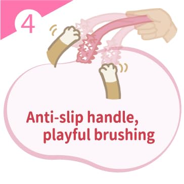 Cat Dental Brushing Toy - Dual Action Grooming and Teeth Cleaning, Professional Playful Tooth Brushing Tool with Catnip Flavor Suitable for All Cats Helps Maintain Oral Health (Main Pink)