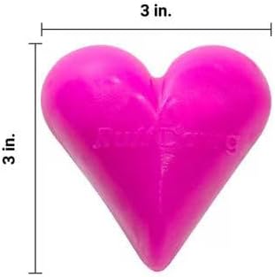 Ruff Dawg Indestructible Dawg-Hart (Heart) Medium 3” – Heavy-Duty Solid Rubber Dog Fetch Toy for Dogs Under 40 lbs – Floats & Crazy Bounce – Made in USA – Assorted Neon Colors