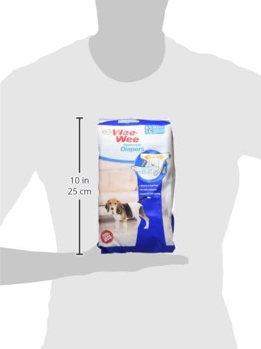 Four Paws Wee-Wee Super Absorbent Disposable Adjustable Dog Potty Training Diapers, Leak-Proof Protection for Dogs, Size Medium, 15" - 18" Waist, 12 Count