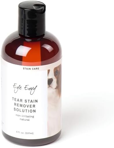 Eye Envy Tear Stain Remover Solution for Dogs. Gentle, Natural, Safe. Cleans Tear Stains. Recommended by AKC Breeders, Handlers, Groomers. 8 oz. Made in USA