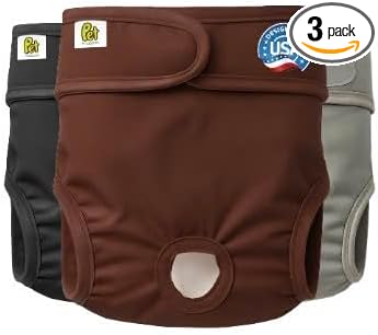 Pet Magasin® Super Absorbent Reusable Dog Diapers for Females (3-Pack) - Ideal Heat Solution, Washable Doggie Diapers for Female Dog - Perfect Doggie in Heat & Period (Original, M (14”-19” Waist))