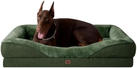 EHEYCIGA Orthopedic XL Dog Bed for Large Sized Dog, 48x35 Inch Extra Large Memory Foam Dog Couch Bed with Sides, Waterproof Liner & Washable Removable Cover, Bolster Pet Sofa, Dark Green