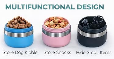 Stainless Steel Dog Water Bottle 32oz with Built-in Bowl, Leak-Proof Travel Pet Water Dispenser, Carry Loop for Walking, Hiking, Outdoor Use (Black)
