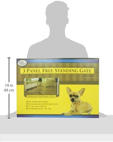 Four Paws Expandable Dog Gate, Wood Gate for Dogs, 3-Panel 24-68" W x 17" H