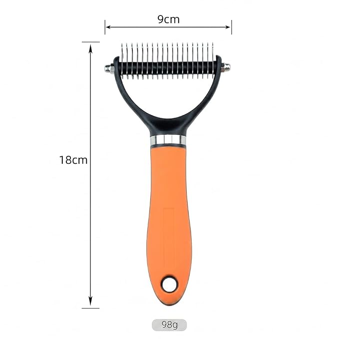 Double Sided Dematting Comb, 2026Undercoat Rake Deshedding Grooming Tool, Pet Hair Detangler Brush for Removing Tangles Knots and Loose Fur, Grooming Comb for Long Thick Coats (2, Orange)
