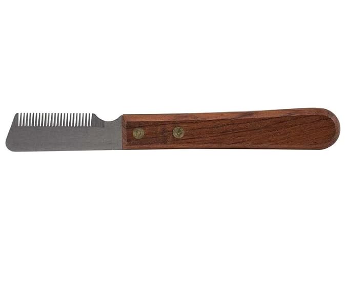 Dog and Cat Grooming Pro Coat and Fur Stripping Knives Rosewood Handle Carding Trimming Stripper (28 Tooth Extra Short)