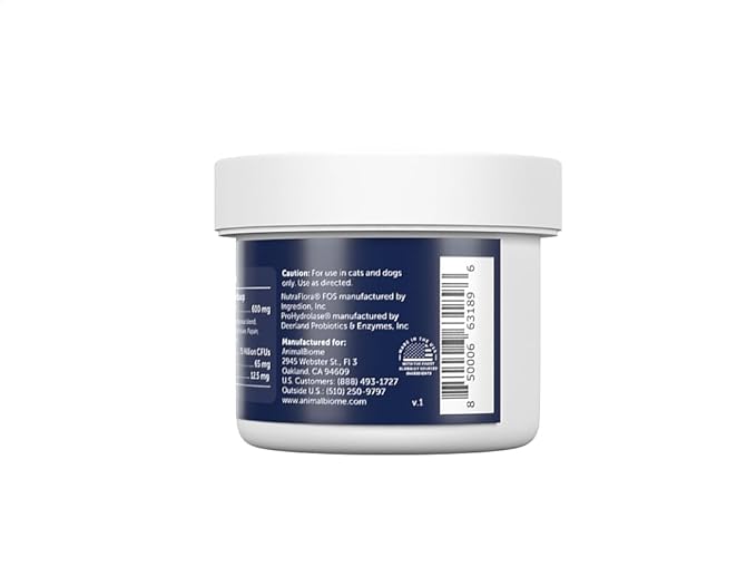 Animal Biome Digestive Enzyme Powder for Dogs & Cats 30g (40 Scoops), Daily Digest Supplement for Dogs, S. Boulardii, & Slippery Elm, Supports Healthy Digestion & Nutrient Breakdown, Daily Food Topper