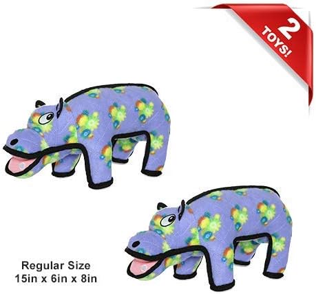 TUFFY® - 2 Pack Original : Hippo Dog Toy : Ultra Durable Plush Dog Toy with Multiple Layers & Reinforced Seams, Washable and Floats, Original Construction