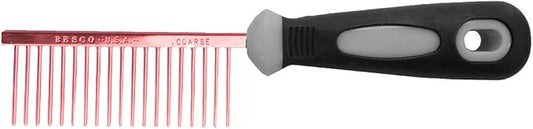 Resco Professional Anti-Static Dog, Cat, Pet Comb for Grooming, Steel Pins, Coarse Tooth Spacing, Candy Red (PF0670)