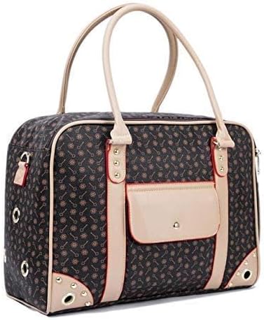 Pet Carrier Tote Around Town Pet Carrier Portable Dog Handbag Dog Purse for Outdoor Travel Walking Hiking, Brown, 14.17''*11''*6.3''